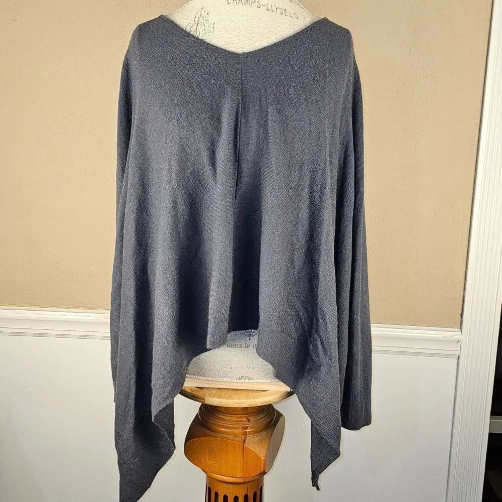 Garnet Hill Womens Gray Cashmere‎ Crop Sweater Large - Holes
